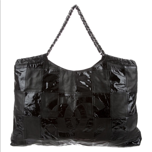 CHANEL Handbags - CHANEL: patent patchwork Brooklyn large Cabas Tote